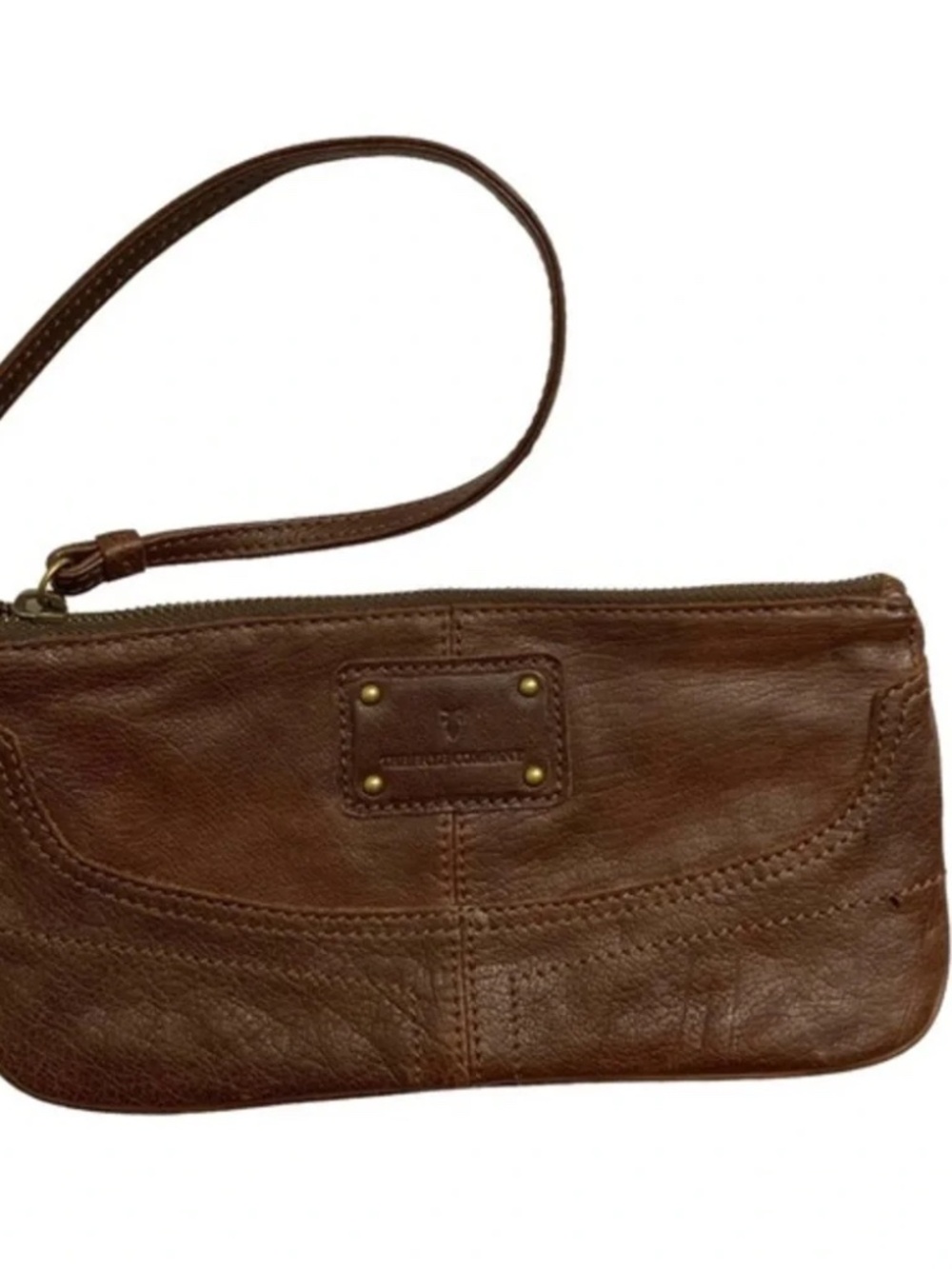 Frye company brown leather wristlet bag